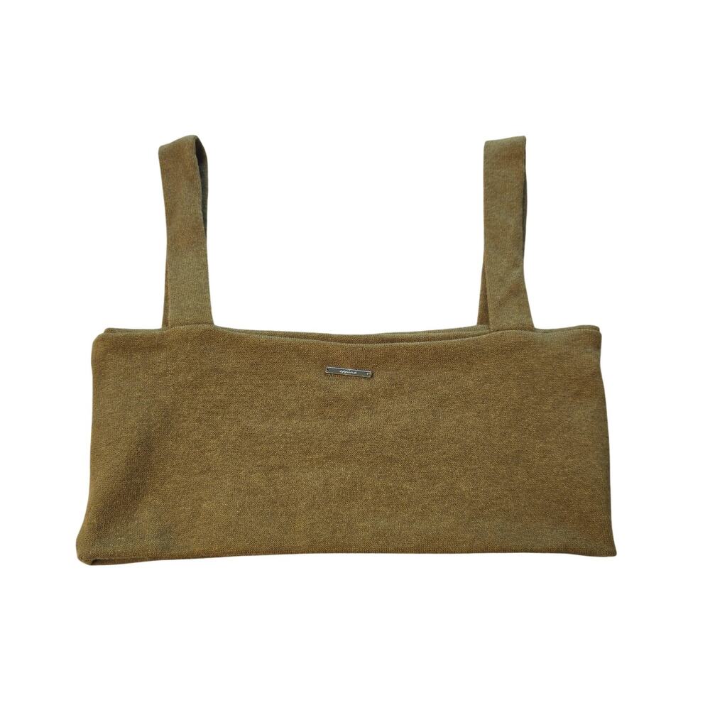 Offline Tank Top Womens Medium Olive Green Knit Cropped Sweater Strap Bralette